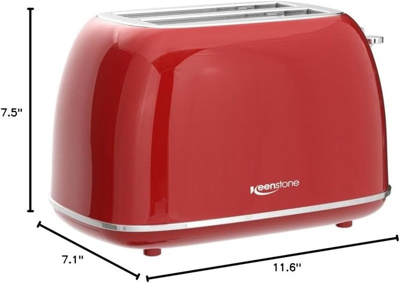 Retro 2 Slice Toaster Red - Wide Slot, Bagel, Defrost, 6 Shade, Crumb Tray6