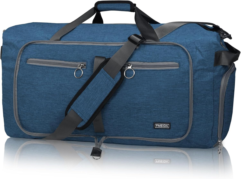 65L Travel Duffel Bag Foldable w/ Shoe Compartment Water Resistant Gray9