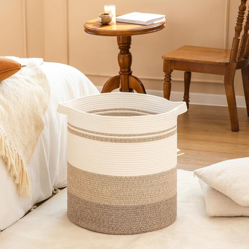 80L Laundry Hamper with Handles, Woven Storage Basket for Clothes, Toys, Blanket5