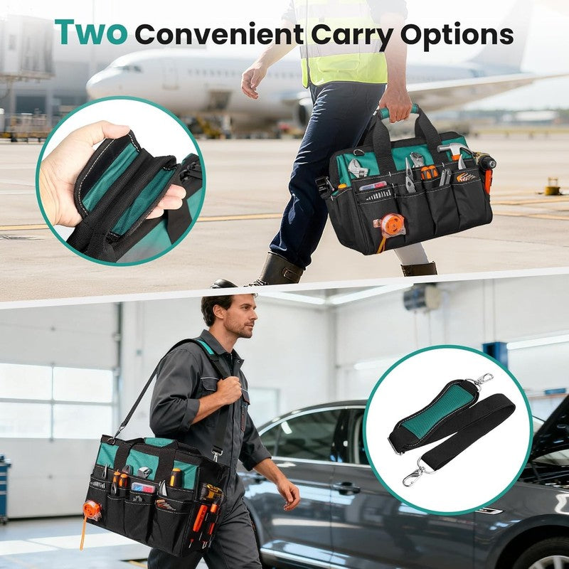17" Heavy Duty Tool Bag 1680D Multi-Pocket Organizer with Shoulder Strap4
