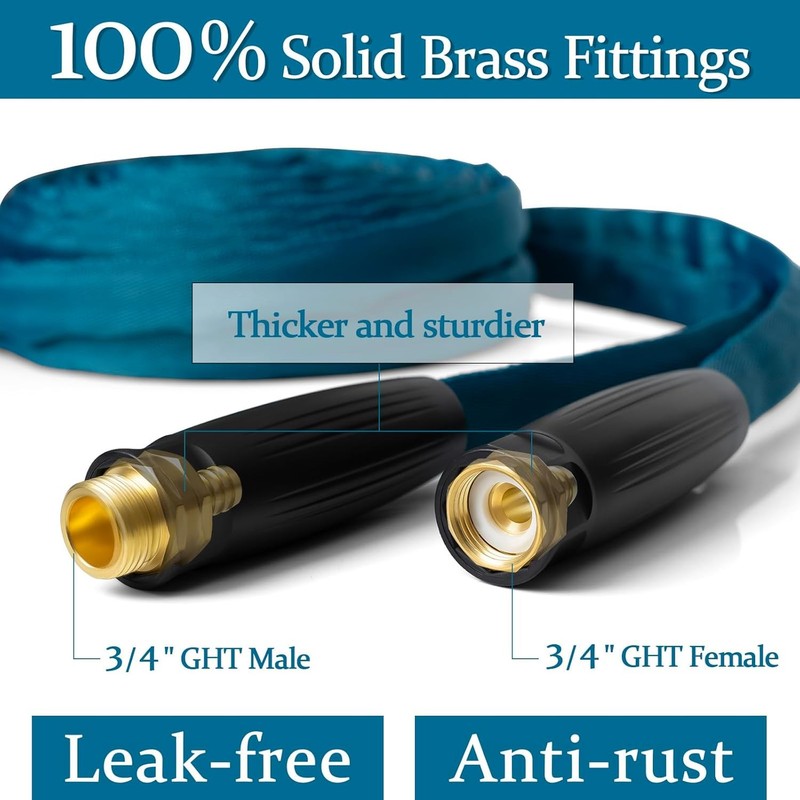 50Ft Garden Hose, Ultra-Light, TPE, Brass Fittings, Flexible Drinking Safe, Blue2