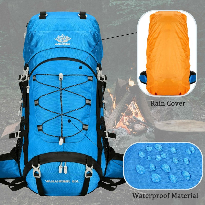 60L Travel Hiking Camping Backpack with Rain Cover, Backpack Water Resistant,Cli4
