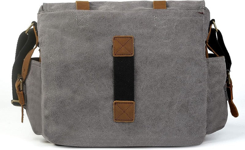 Vintage Leather Canvas Laptop Bag Messenger Bags Medium3