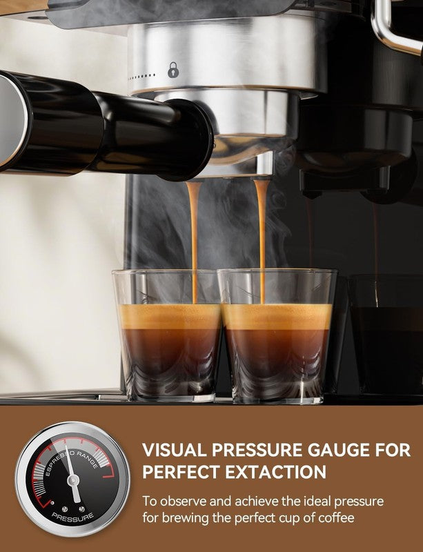 20 Bar Espresso Machine with Milk Frother 61oz Black Retro2