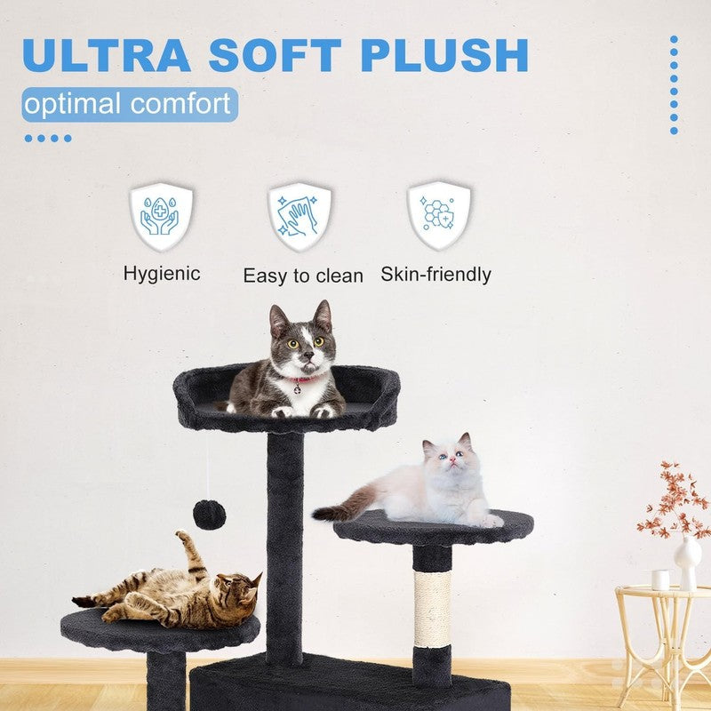 54" Cat Tree Tower   Multi Level Scratching Post & Cozy Condo for Indoor Cats4