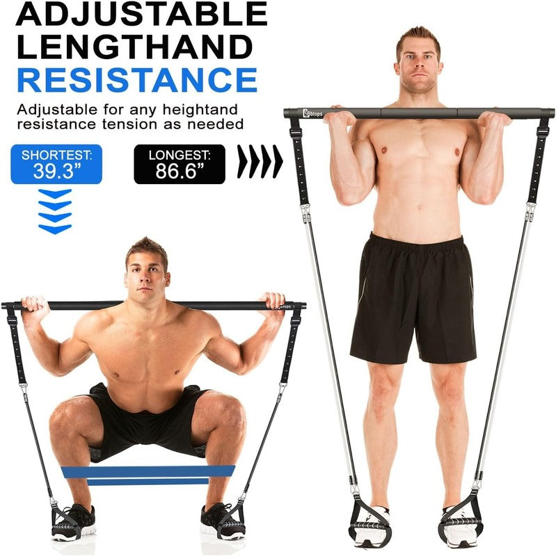 Pilates Bar Kit w/ Stackable Resistance Bands Full Body Home Gym Exercise4