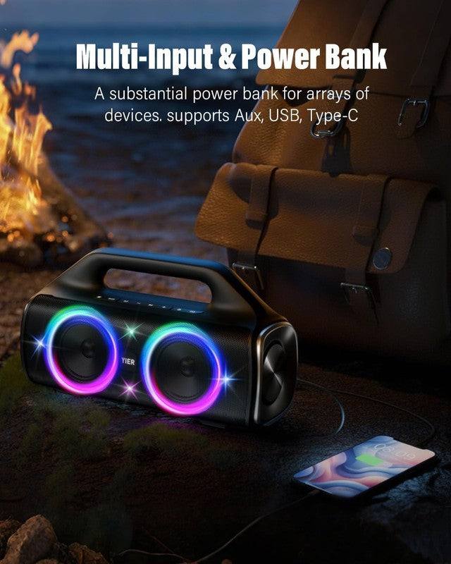 80W Bluetooth Speaker, IP67 Waterproof, Deep Bass, Lights, Stereo, Portable6