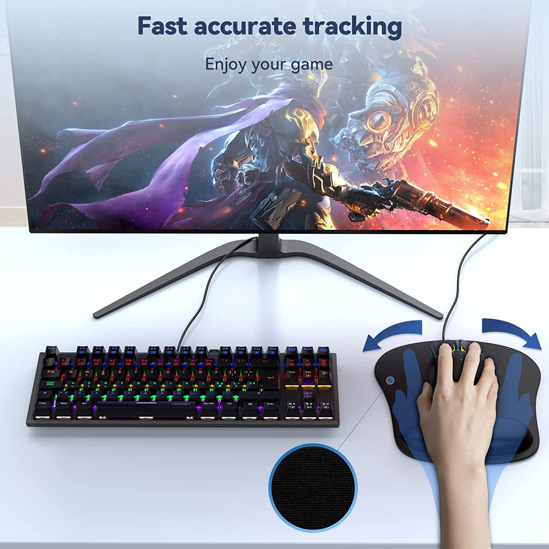 Mouse Pad with Wrist Support Ergonomic Non-Slip Waterproof Black7