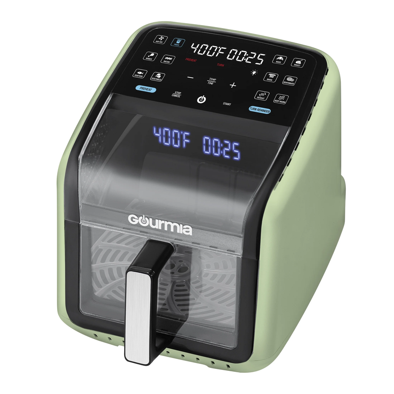 7QT Digital Air Fryer Panoramic View Window 12 Preset Touch Screen Cooker Green0