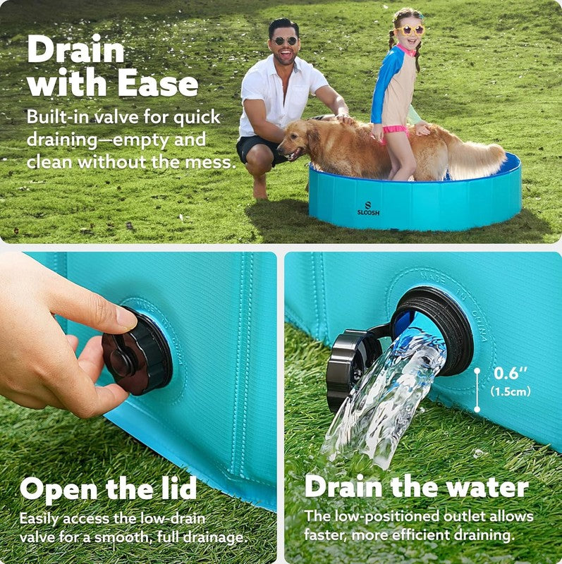 Foldable Dog Kiddie Pool - Portable Hard Plastic Doggie Swimming Pool, Anti-Slip1