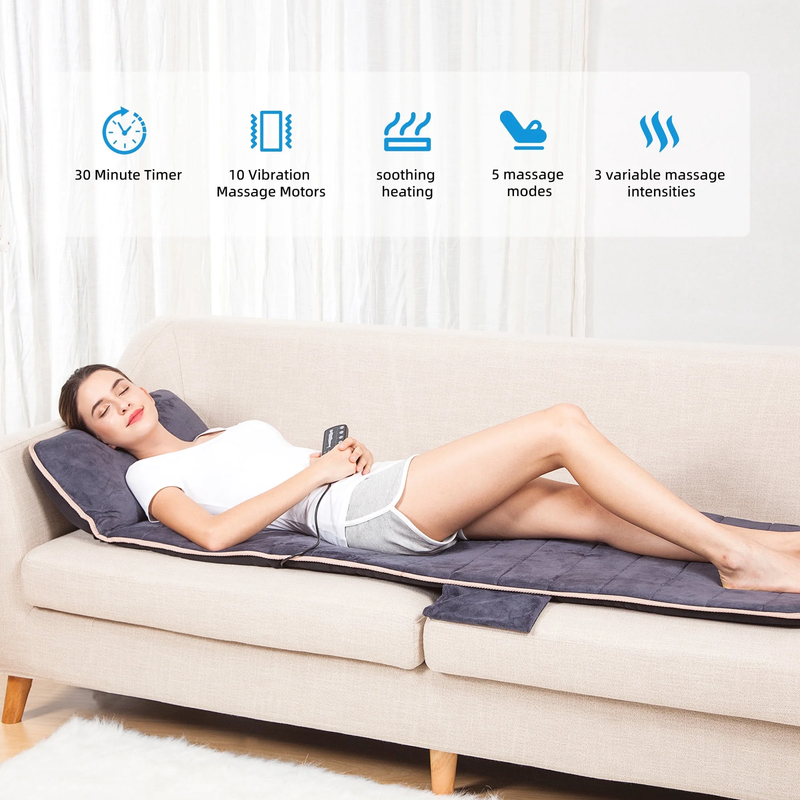 Massage Pad with Heat,Memory Foam Back Massager with Adjustable Intensity, Gift3