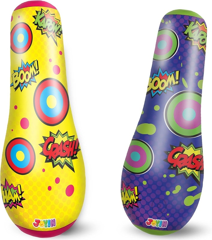 2 Pack Inflatable Bopper, 47 Inches Kids Punching Bag with Bounce Back Action, I7