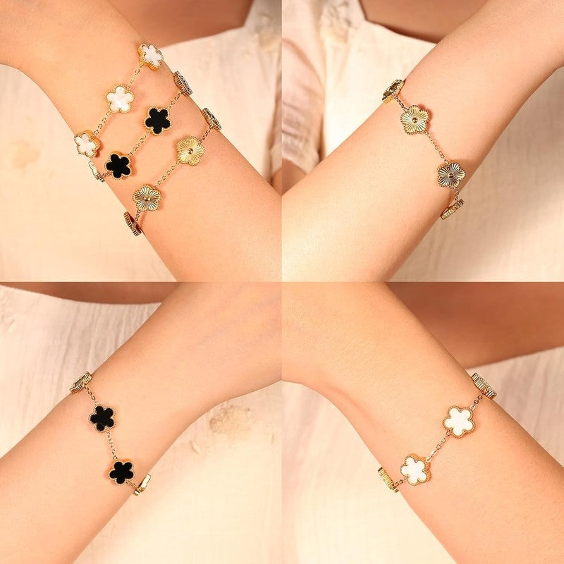 3Pcs 18K Gold Four Leaf Clover Bracelet Set Lucky Gift for Women3