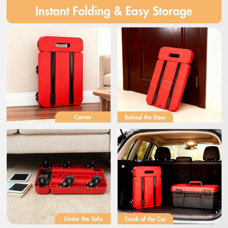 BAOKALER Folding Hand Truck Heavy Duty Dolly Cart 6 Wheels Foldable Red5