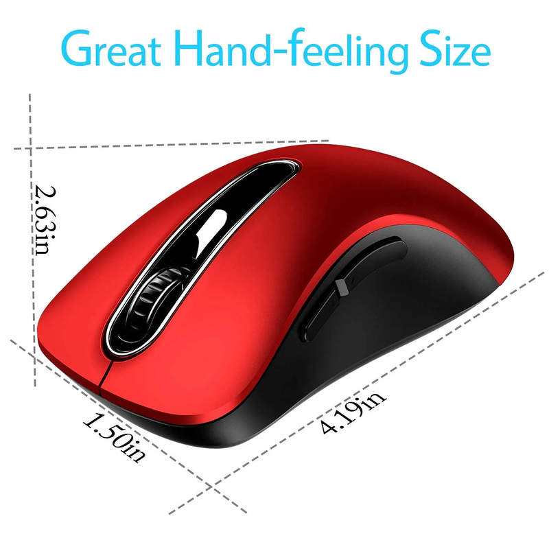 Wireless Optical Mouse 1400 DPI Cordless USB Nano Receiver for PC Laptop Red1