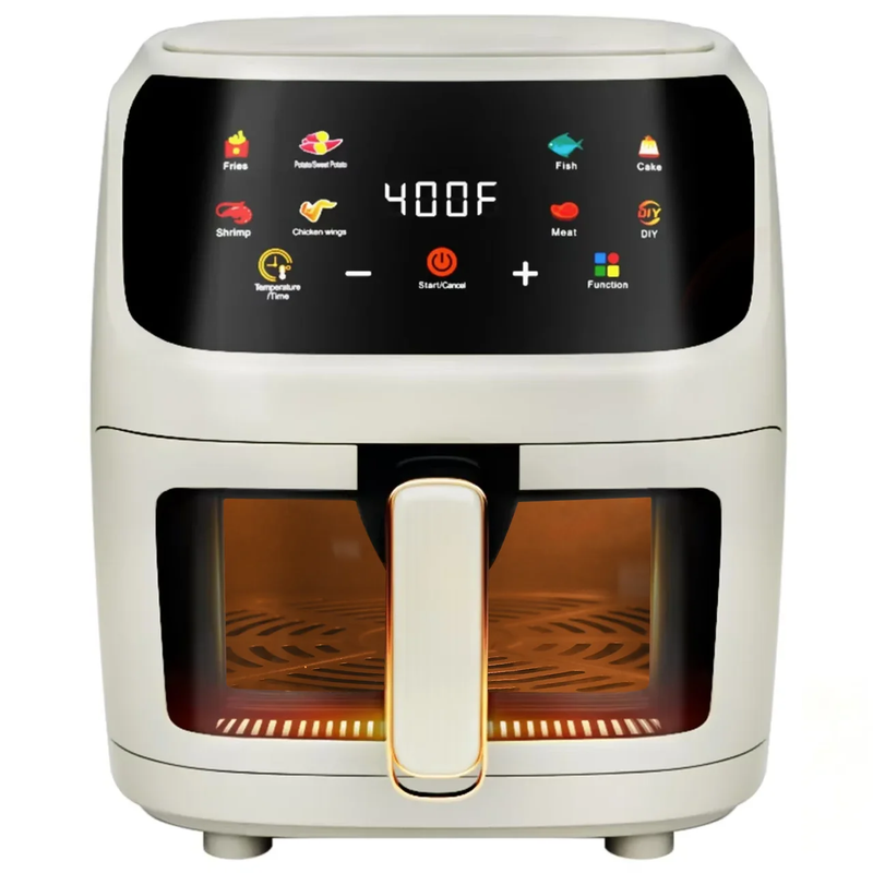 Large 7.5QT Air Fryer, 8 in 1 Touchscreen, 1700W, Cream White Design8