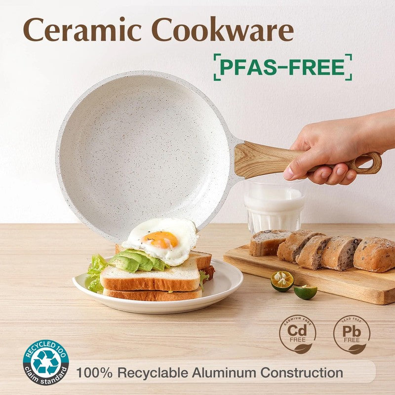 Ceramic Nonstick Pots and Pans Set, 17Pcs Healthy Non Stick Cookware Set with Po1