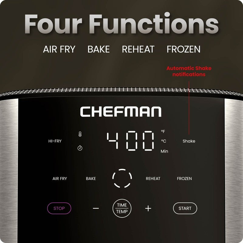 Turbofry 6QT Digital Air Fryer, Touch Controls, 4 Functions, Stainless Steel New3