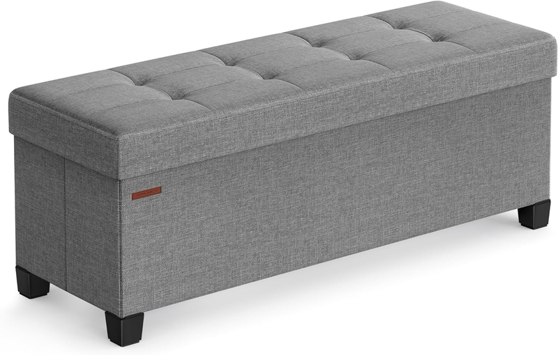 Storage Ottoman Bench, Foldable Foot Rest with Legs, 15 X 43 X 15.7 Inches, End 7