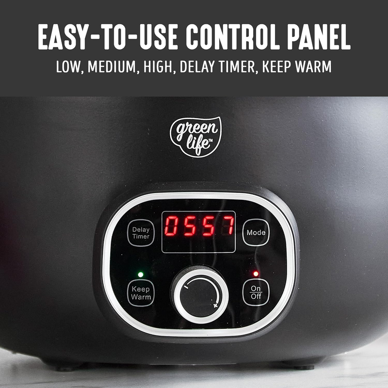 6QT Slow Cooker, Non-Toxic Pfas-Free Ceramic Nonstick Removable Interior Bowl, P3