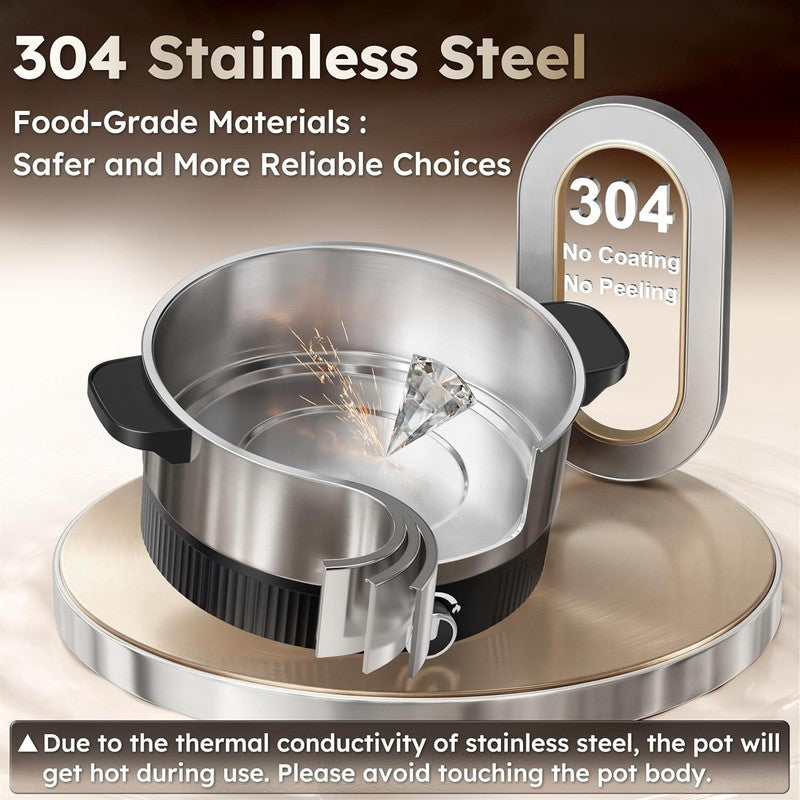 4.5L Electric Hot Pot Stainless Steel Dual Power 1200W Fast Heating Black2