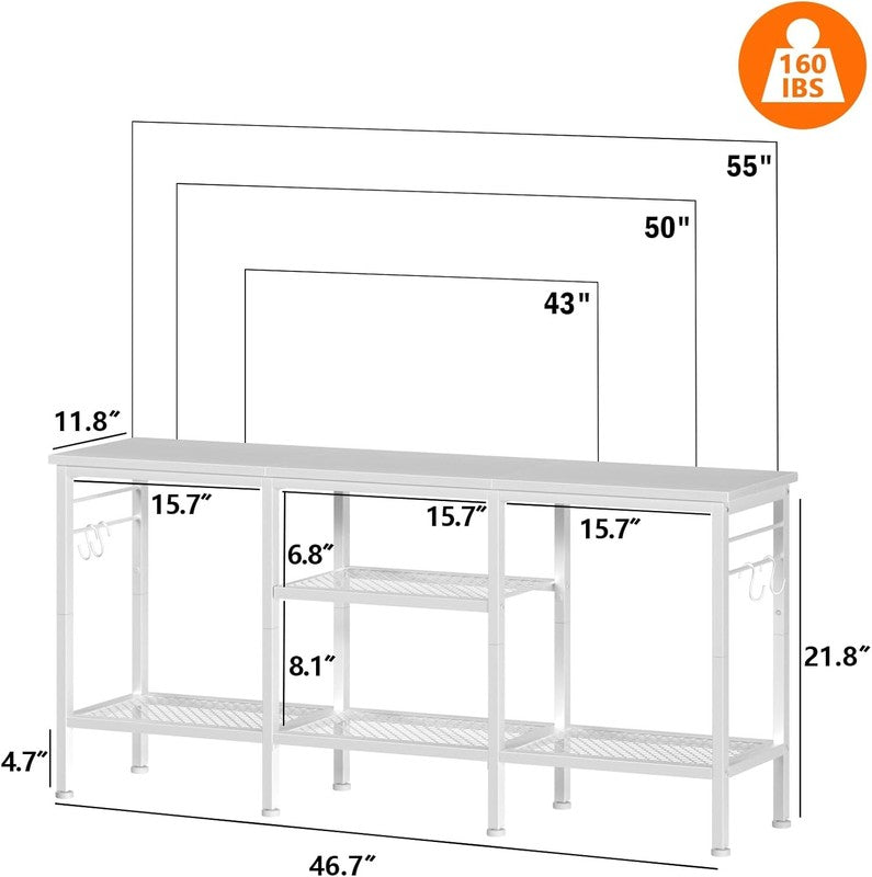 TV Stand for up to 55" TVs, Entertainment Center with Open Storage, White1