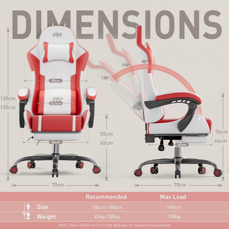 Gaming Chair with Pocket Spring Cushion, Gamer Chair with Lumbar Massage, Gaming4