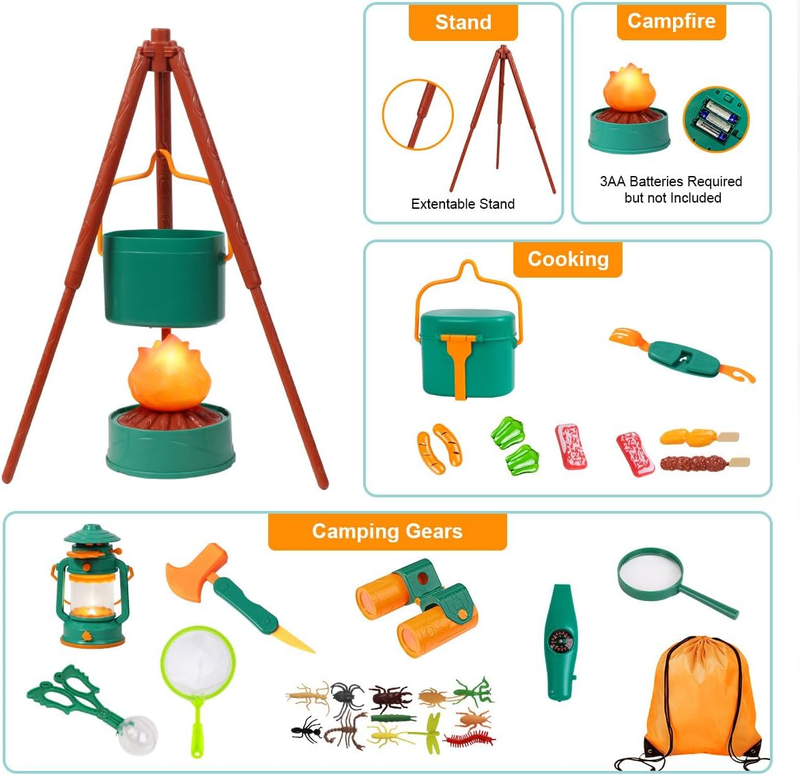 Kids Camping Set with Tent - Toddler Toys for Boys with Campfire, Camping Toys f1