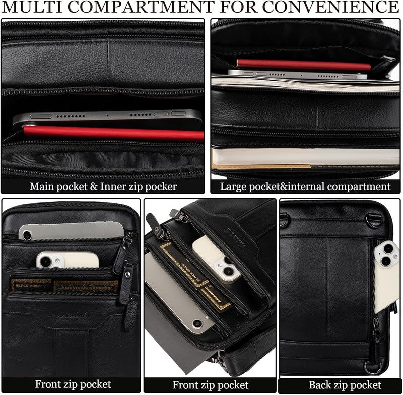 Leather Messenger Bag Men Small Sling Shoulder Crossbody Man Purse Pack3