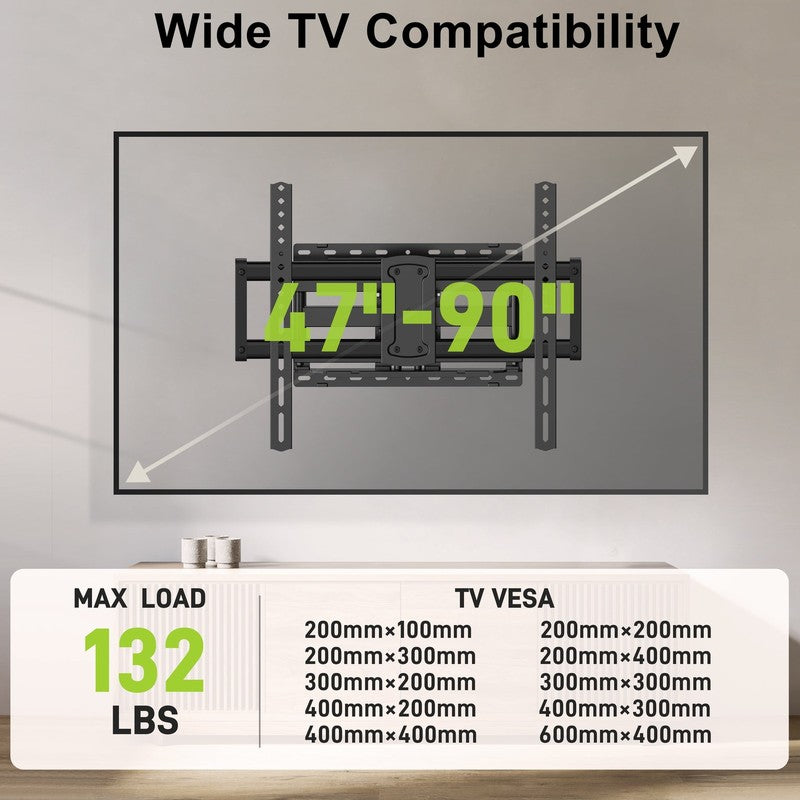 Full Motion TV Wall Mount for 47 90 Inch Tvs Swivels Tilts Extension Rotation Ho5