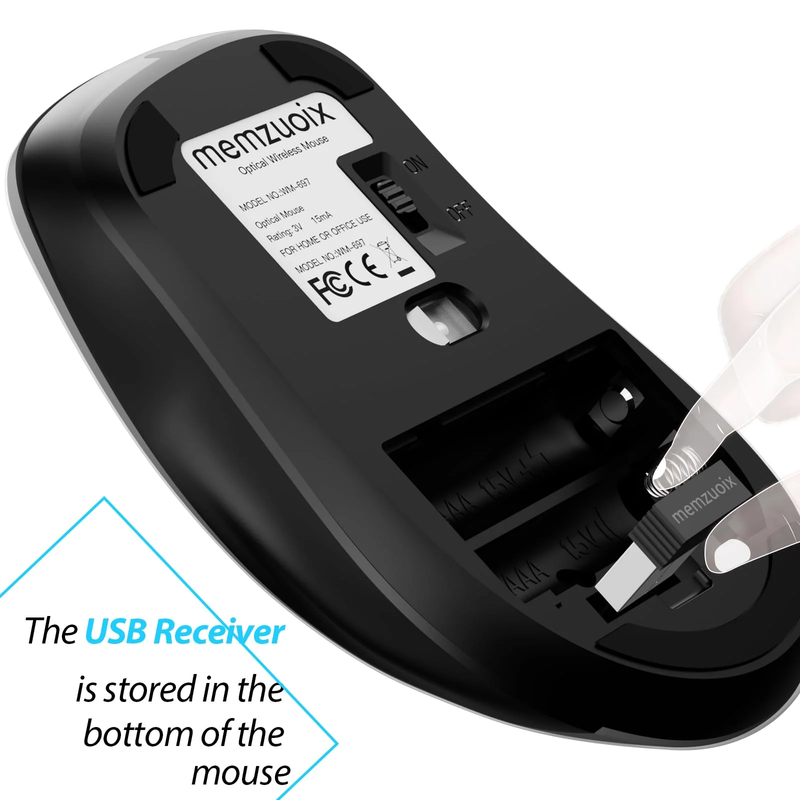 2.4G Wireless Mouse 1400 DPI 5 Button USB Receiver for PC Laptop Gray4