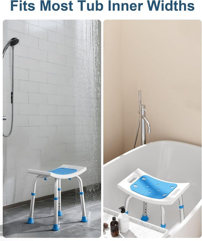 Shower Chair for inside Shower, 400 Lbs Adjustable Shower Stool with Suction Fee7