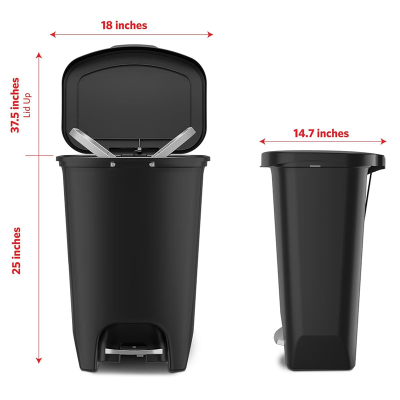 13 Gallon Trash Can Clorox Odor Protection Step Pedal Kitchen Bin Black1