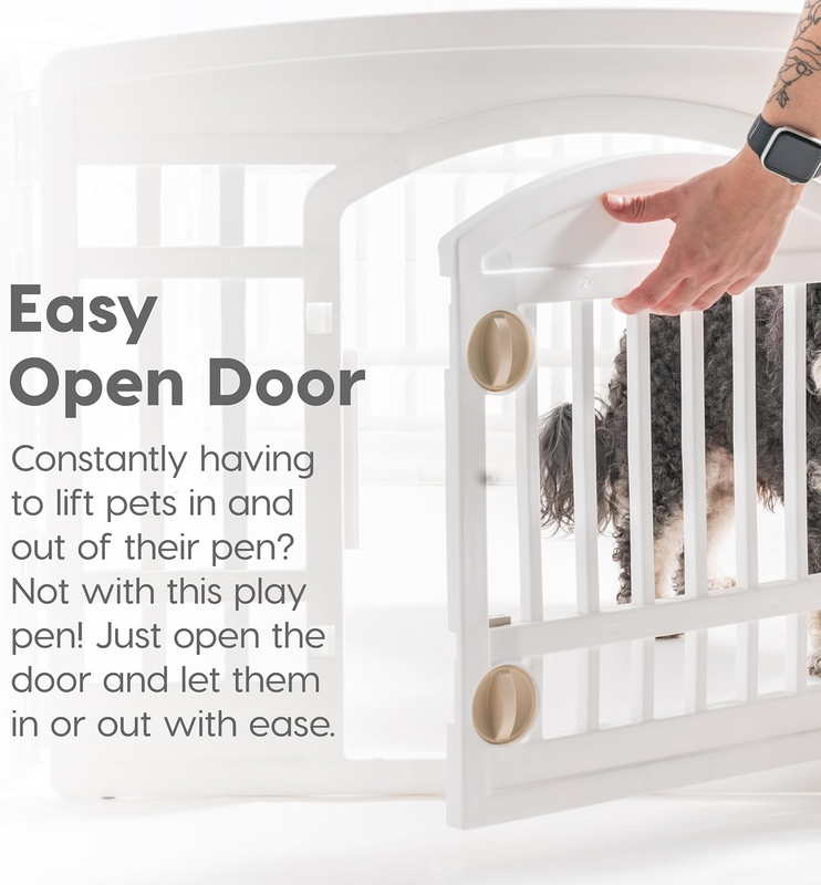 24" 4 Panel Dog Playpen w/ Door 35x35x24 Indoor Pet Fence Small Puppies White7
