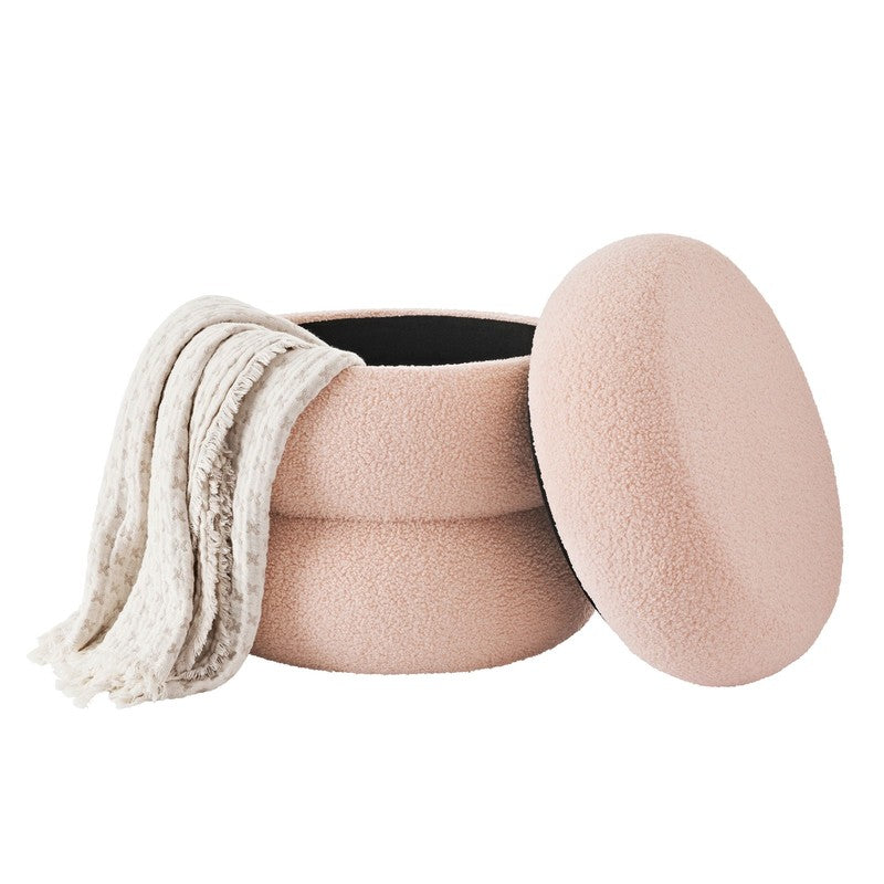 Boucle Cloud Storage Ottoman, Blush2