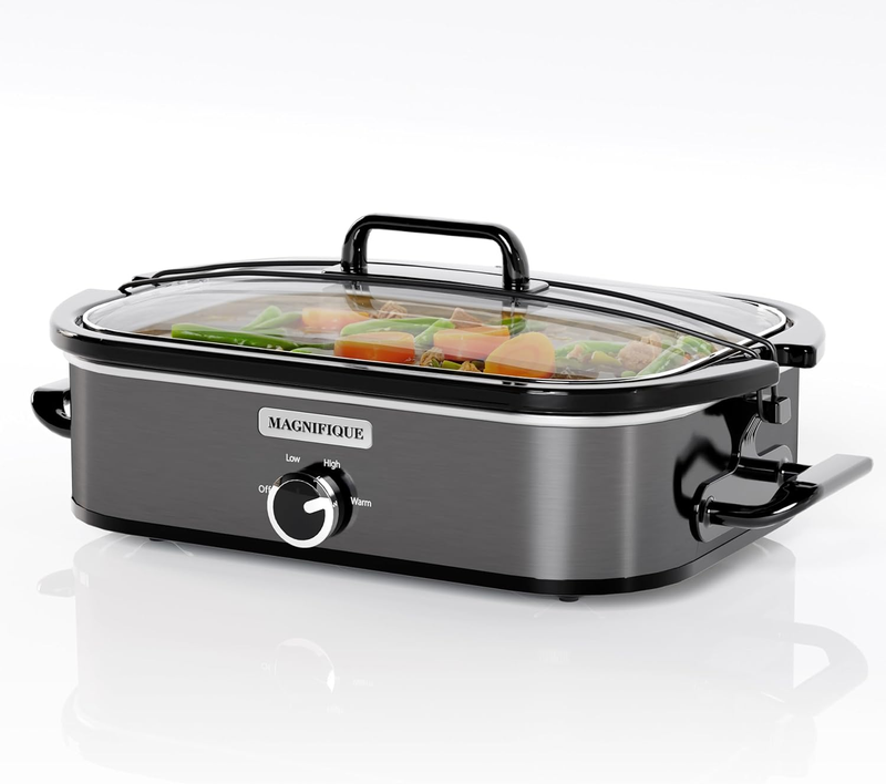 4QT Slow Cooker w/ Ceramic Nonstick Dish Temp Control Glass Lid9