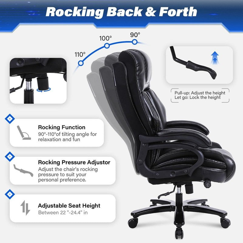 Leather Office Chair, Big and Tall 500Lbs Ergonomic Desk Chairs with Back Suppor5