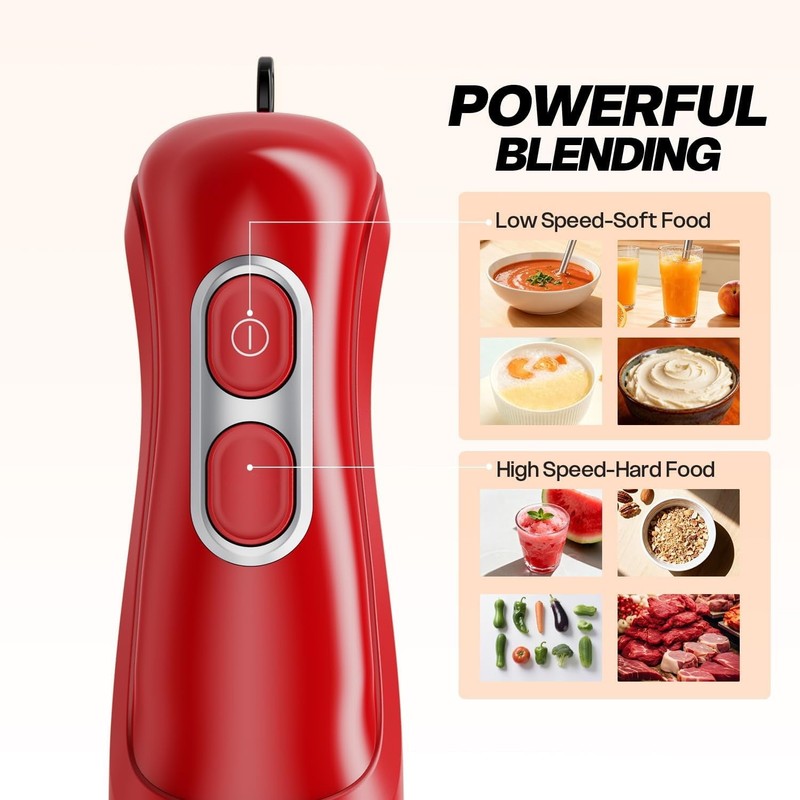 Hand Blender, Immersion Blender with 2 Mixing Speed, Electric Handheld Mixer Por5