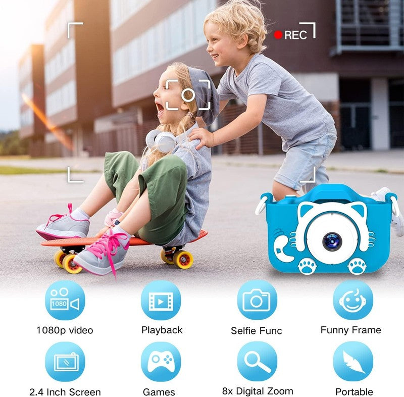 Kids Digital Video Camera Toy w/ Cartoon Cover 32GB SD Card Ages 3 82
