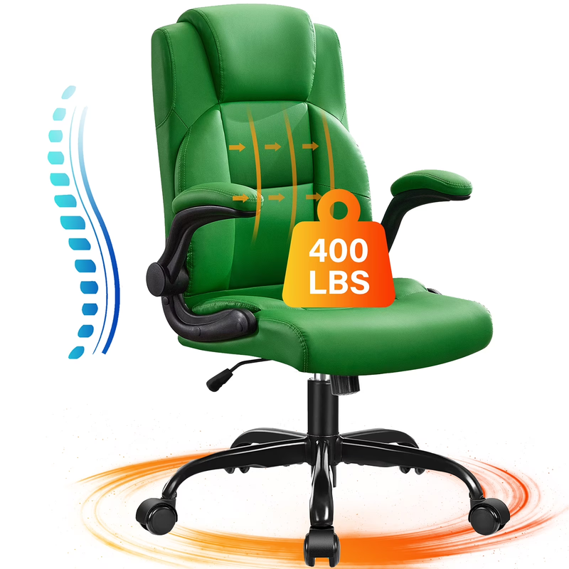 Leather Office Chair, Big and Tall Office Chair 400LBS Wide Seat Ergonomic Compu0