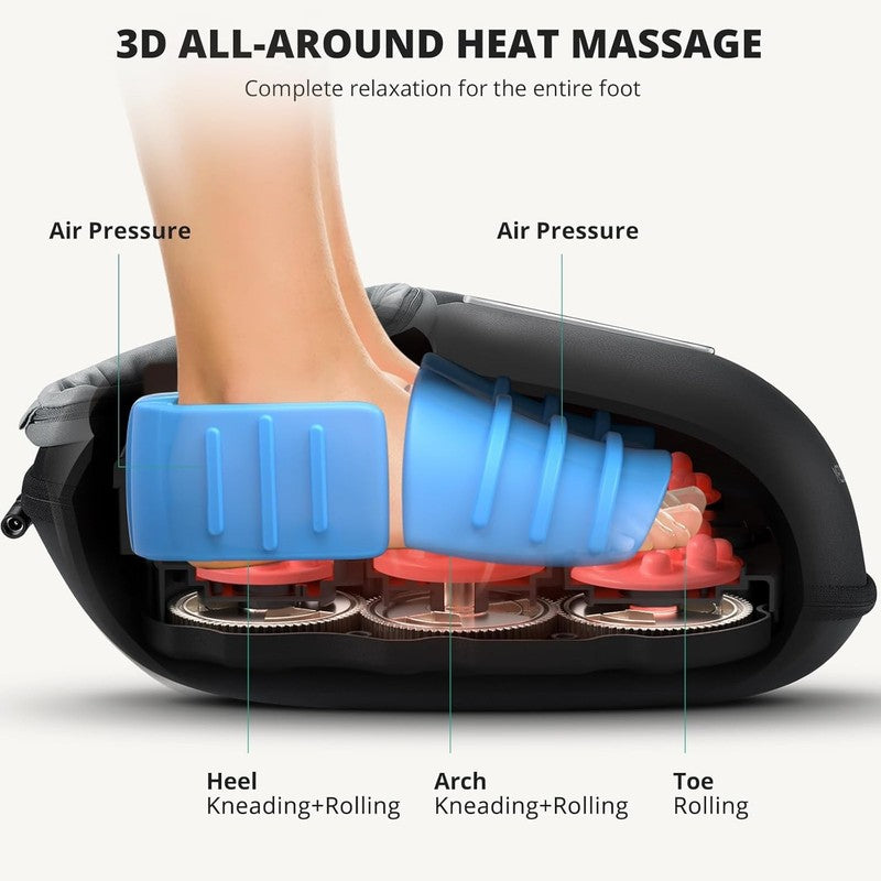 Shiatsu Foot Massager w/ Heat Deep Kneading Pain Relief Fits 13"2