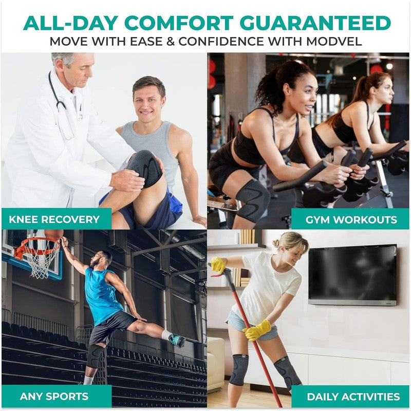 Compression Knee Brace for Women & Men, 2-Pack Knee Brace for Running Knee Pain,5