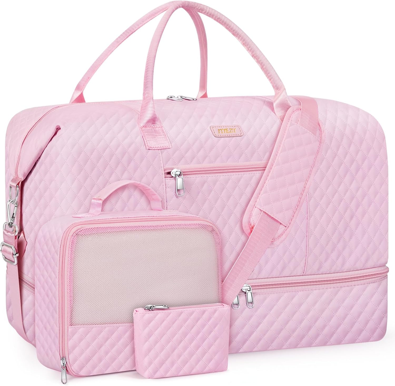 Women Weekender Travel Duffel Bag Carry On w/ Shoe Compartment Large Nylon Tote10