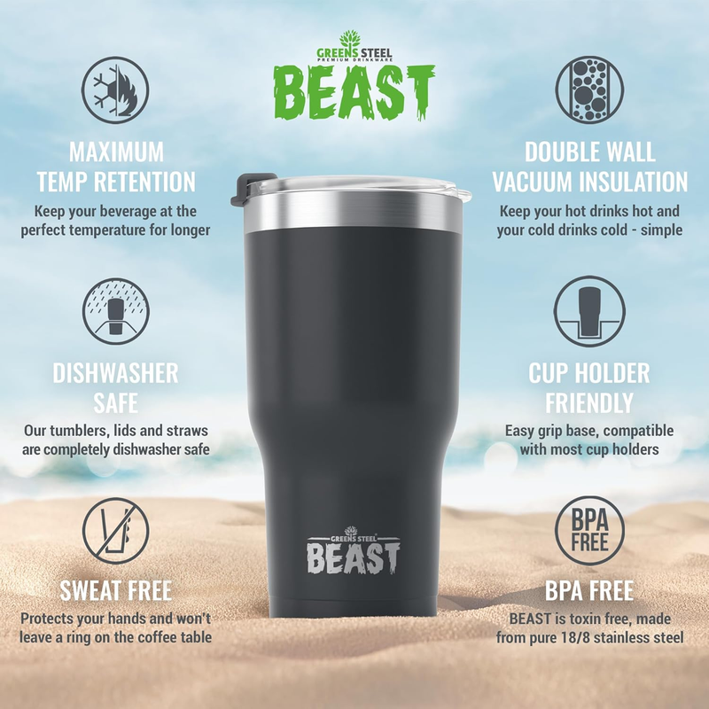Leak Proof 40oz Tumbler Cup Double Wall Stainless Steel Travel Mug Black5