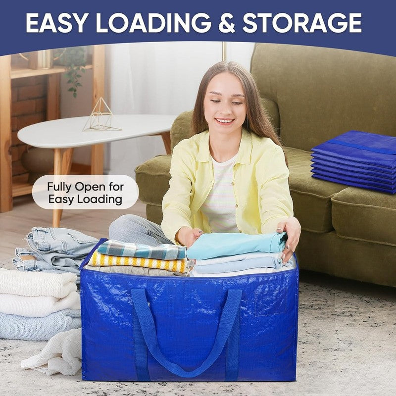 6 Pack Extra Large Moving Bags with Zippers & Carrying Handles, Heavy Duty Stora6
