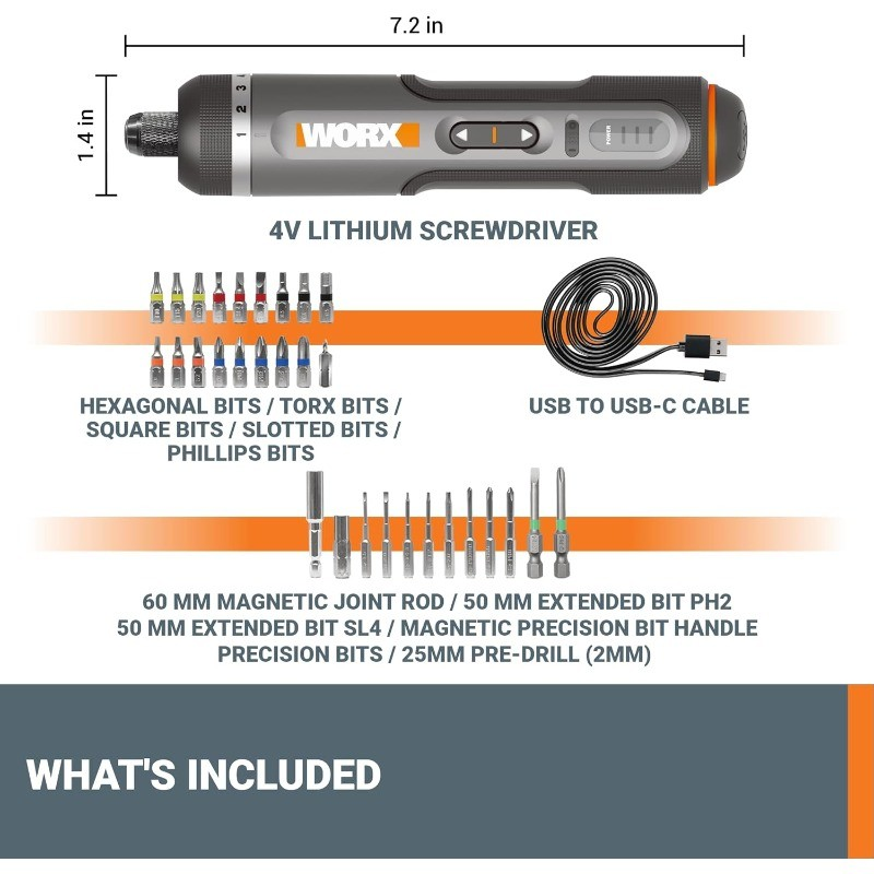 WORX 4V Lithium Screwdriver 30-Piece Accessory Kit WX242L5