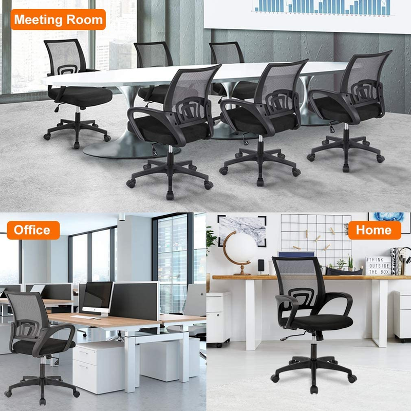 Ergonomic Office Chair Mid Back Swivel Desk Chair Lumbar Support Black6