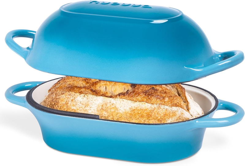 Cast Iron Dutch Oven Bread Loaf Pot 24x16cm Nonstick Light Blue10