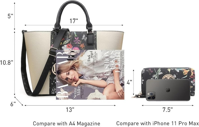 Large Satchel Purse Handbag for Women Shoulder Work Tote Bag with Wallet4