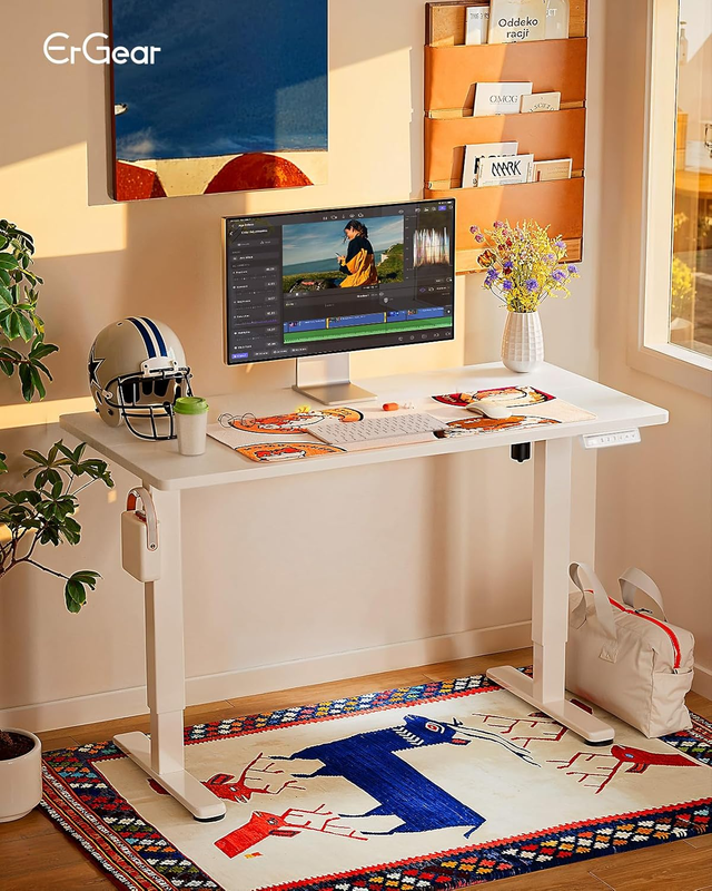 Electric Standing Desk 48x24 Height Adjustable Sit Stand Office Desk White1